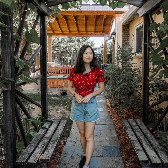 YesStyle red polka dot crop blouse - Picture 2 of 2